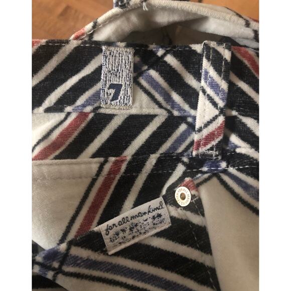 7 for all mankind Skinny Cream Velvet & Black Plaid Hoilday Pants size 27 - Picture 8 of 12